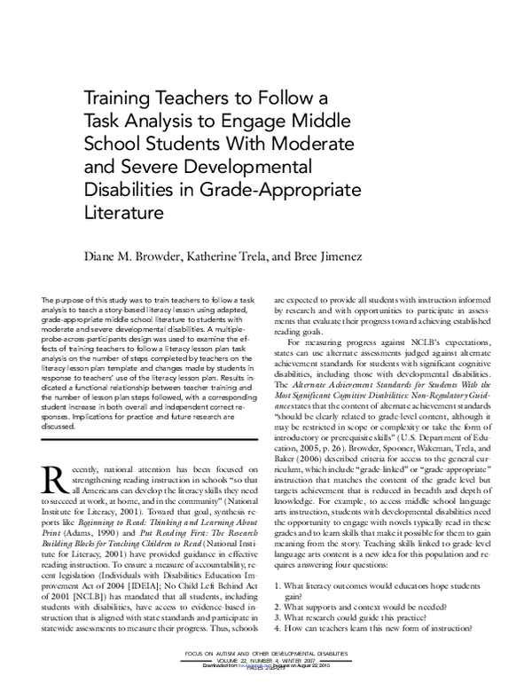 (PDF) Training teachers to follow a task analysis to engage middle ...