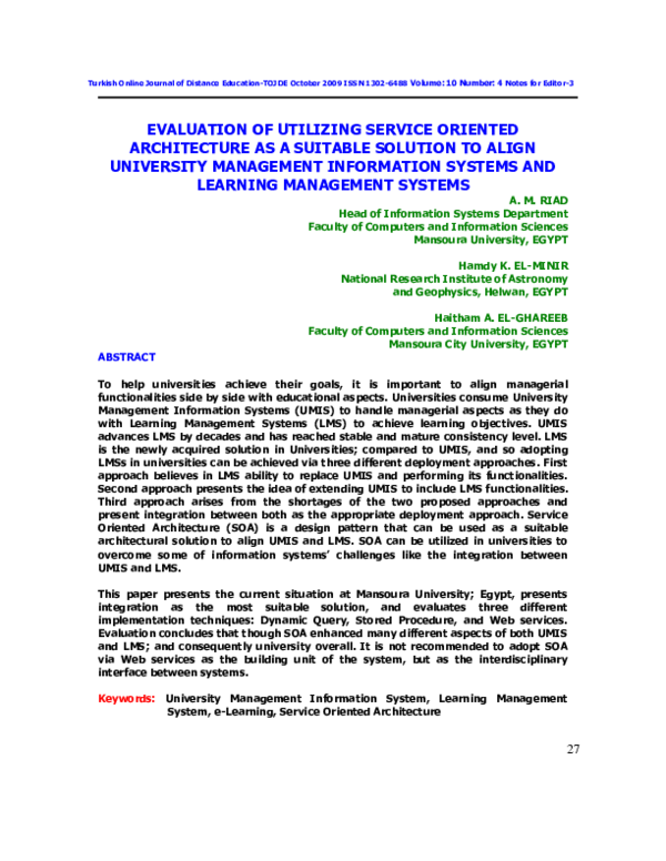 (PDF) Evaluation of Utilizing Service Oriented Architecture as a ...