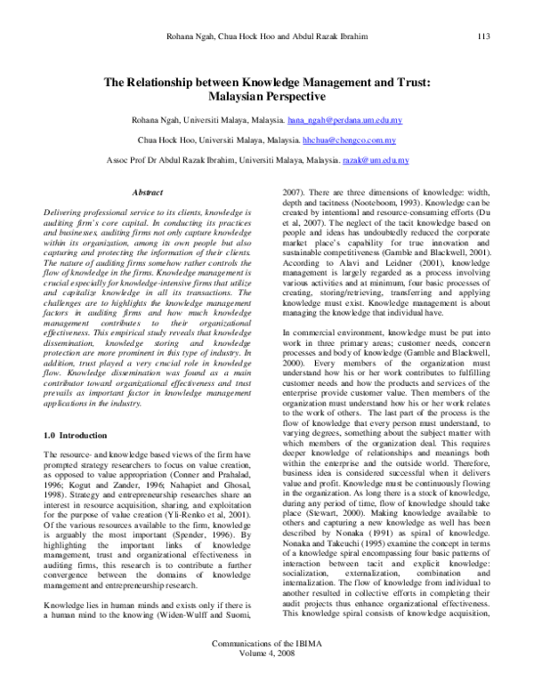(PDF) The Relationship between Knowledge Management and Trust ...