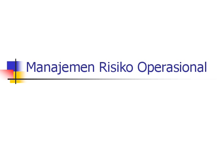 (PDF) Manajemen Risiko Operasional