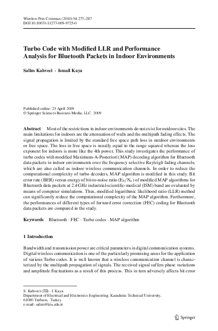 (PDF) Turbo Code with Modified LLR and Performance Analysis for ...