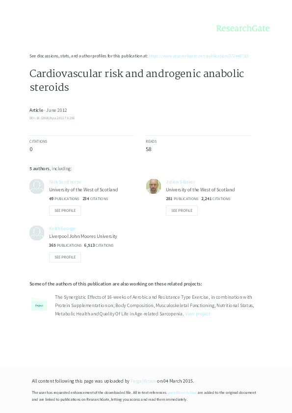 (PDF) Cardiovascular risk and androgenic anabolic steroids