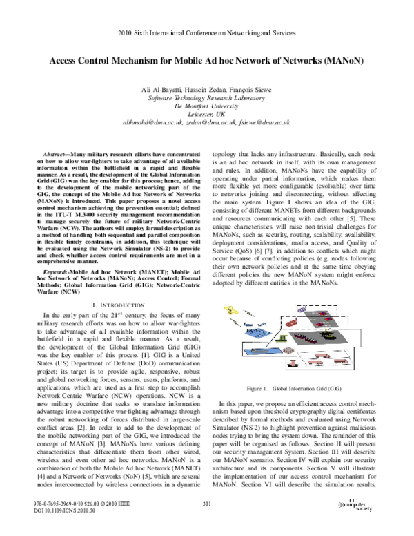 (PDF) Access Control Mechansim for Mobile Ad Hoc Network of Networks ...