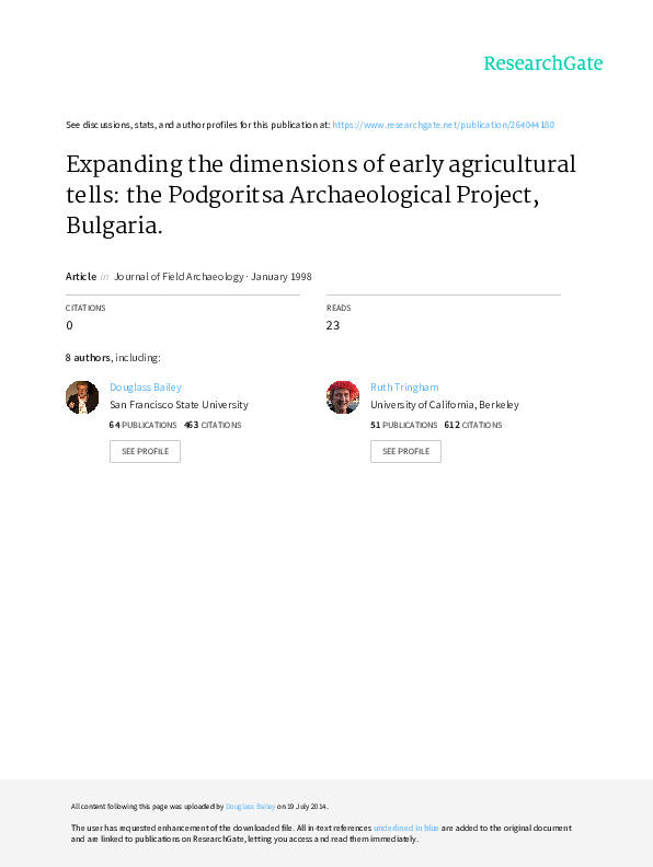 (PDF) Expanding the dimensions of early agricultural tells: the ...