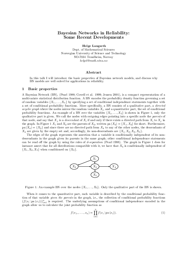 (PDF) Bayesian networks in reliability: Some recent developments
