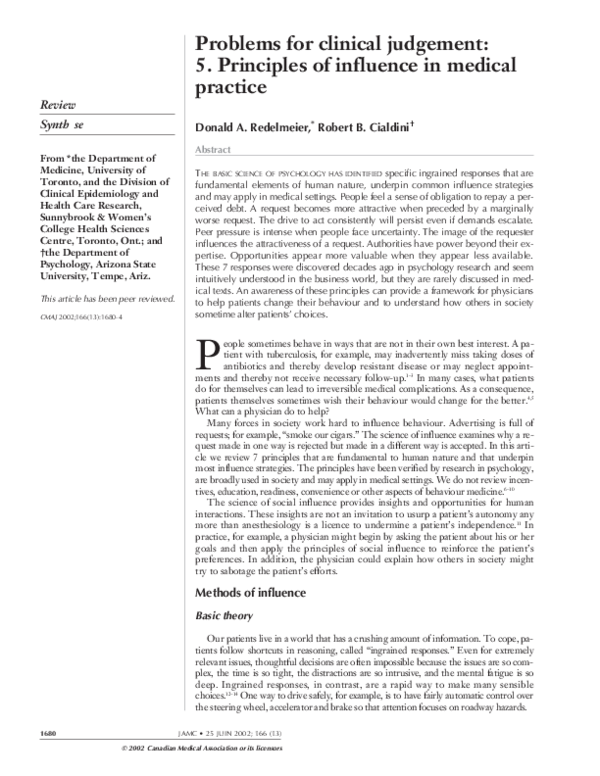 (PDF) Problems for clinical judgement 5. Principles of influence in