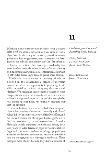 Celebrating the Dead: Placing Prehistoric Mortuary Practices in Broader Social Context