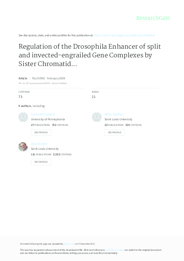 (PDF) Regulation of the Drosophila Enhancer of split and invected ...