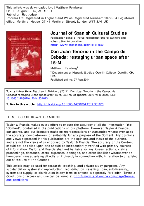 (PDF) Journal of Spanish Cultural Studies Don Juan Tenorio in the Campo ...