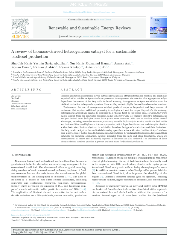 (PDF) A review of biomass-derived heterogeneous catalyst for a ...