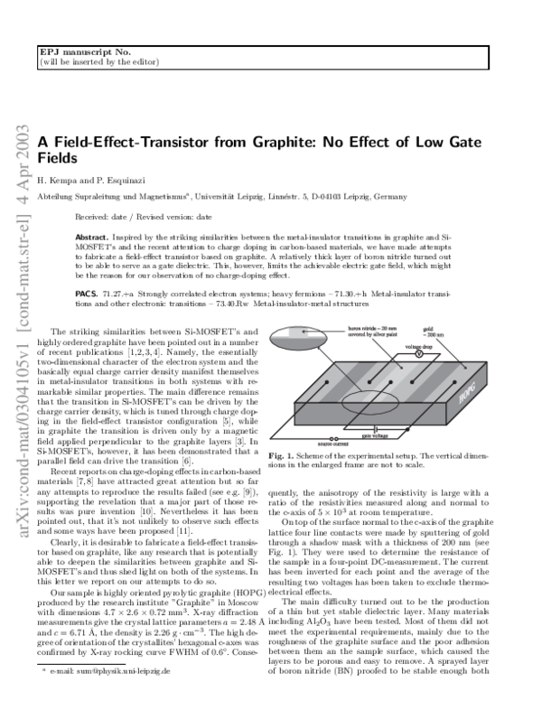 (PDF) A FieldEffectTransistor from Graphite No Effect of Low Gate