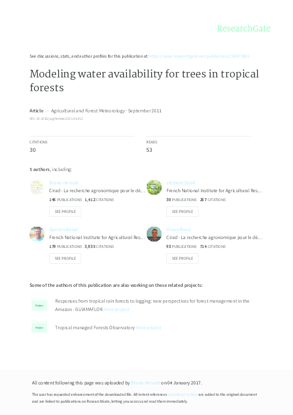 (PDF) Modeling water availability for trees in tropical forests