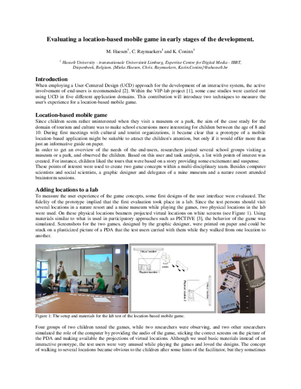 (PDF) Evaluating a location-based mobile game in early stages of the ...