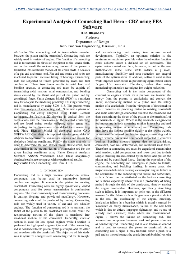 Research paper on design of connecting rod image