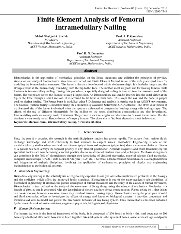 (PDF) Finite Element Analysis of Femoral Intramedullary Nailing