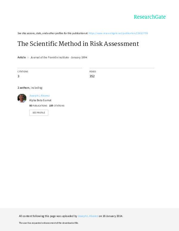 (PDF) The Scientific Method in Risk Assessment