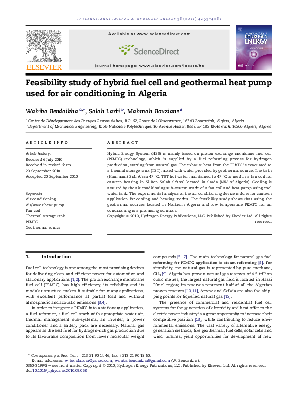 (PDF) Feasibility study of hybrid fuel cell and geothermal heat pump ...