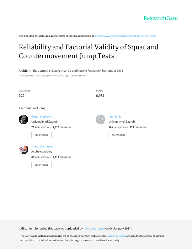 (PDF) Reliability and Factorial Validity of Squat and Countermovement ...