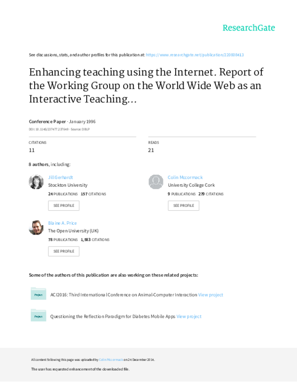 (PDF) Enhancing teaching using the Internet