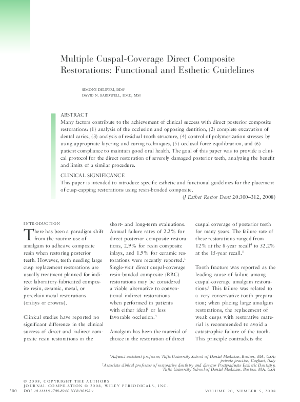 (PDF) Multiple CuspalCoverage Direct Composite Restorations