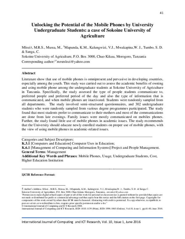 (PDF) Unlocking the Potential of the Mobile Phones by University ...