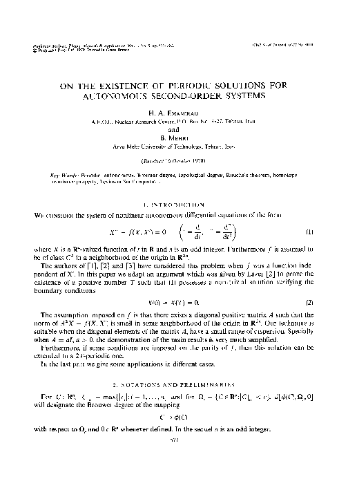 (PDF) On the existence of periodic solutions for autonomous second ...
