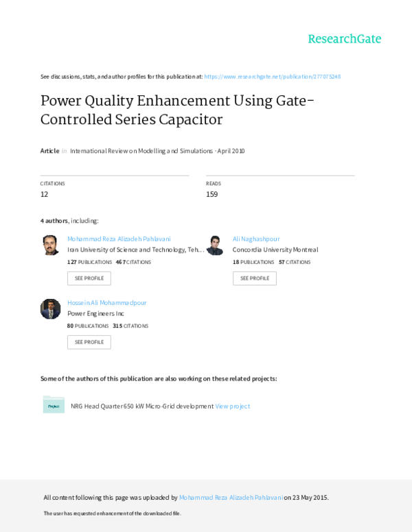 (PDF) Power Quality Enhancement Using GateControlled Series Capacitor