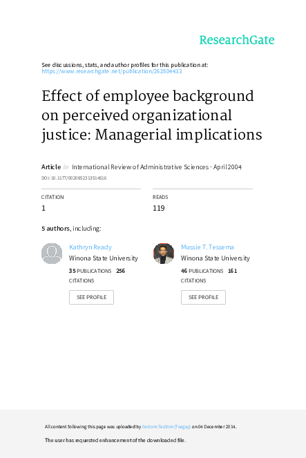 (PDF) Effect of employee background on perceived organizational justice ...