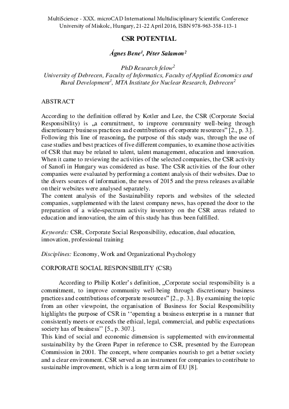 (PDF) CSR POTENTIAL