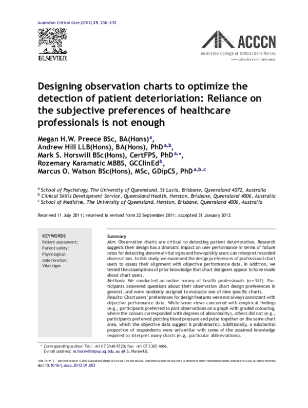 (PDF) Designing observation charts to optimize the detection of patient ...