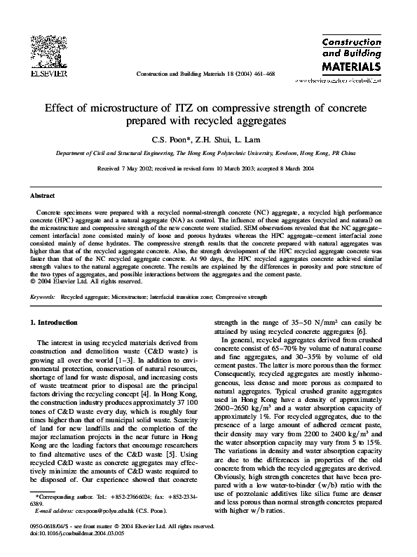 (PDF) Effect of microstructure of ITZ on compressive strength of ...