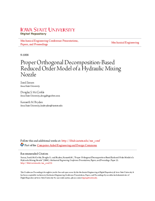 (PDF) Proper Orthogonal Decomposition-Based Reduced Order Model of a ...