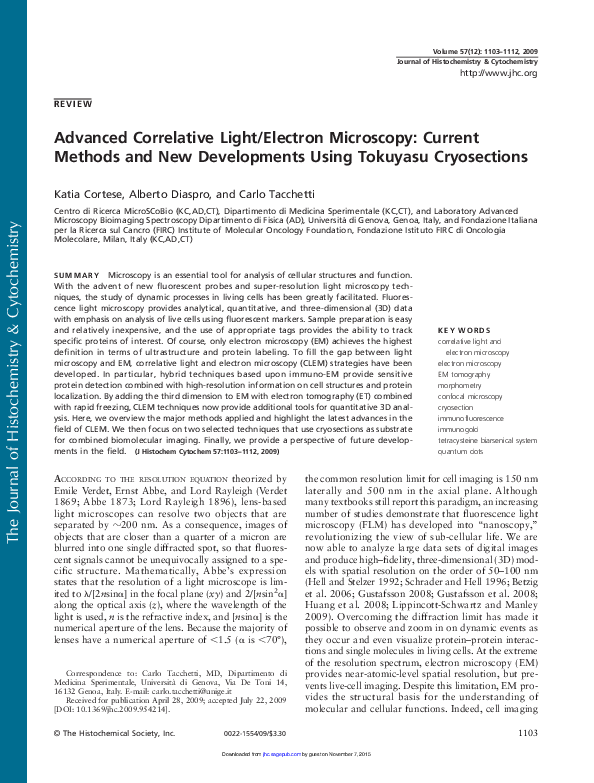 (PDF) Advanced correlative light/electron microscopy: current methods ...