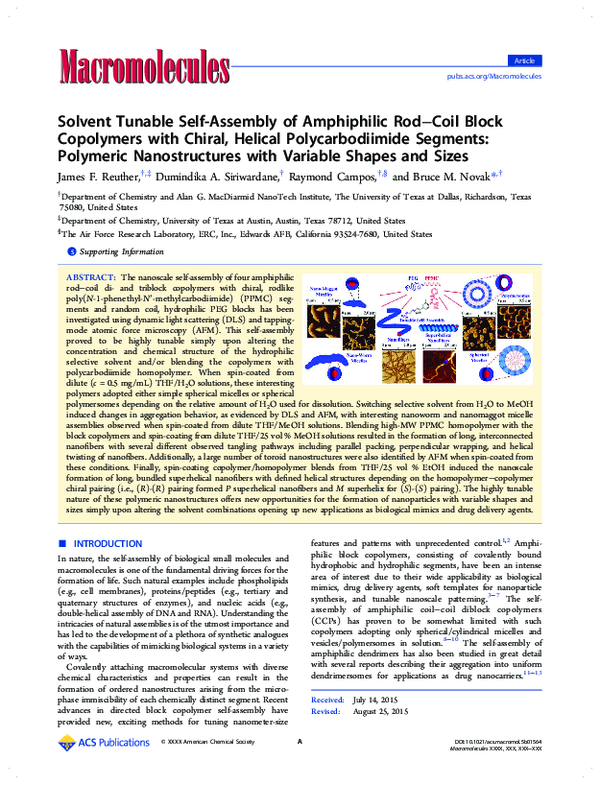 (PDF) Solvent Tunable Self-Assembly of Amphiphilic Rod−Coil Block ...