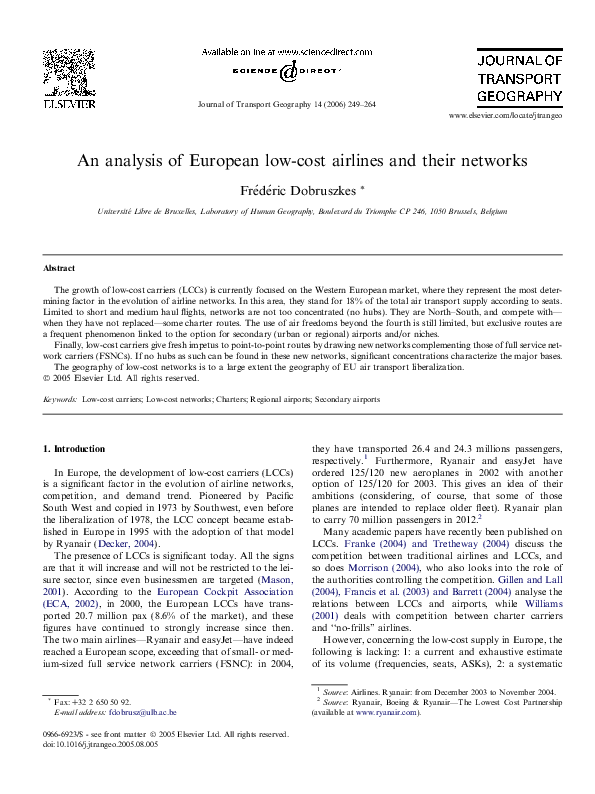 (PDF) An analysis of European lowcost airlines and their networks 丹阳 林 Academia.edu