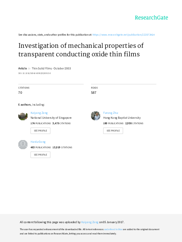 (PDF) Investigation of mechanical properties of transparent conducting oxide thin films