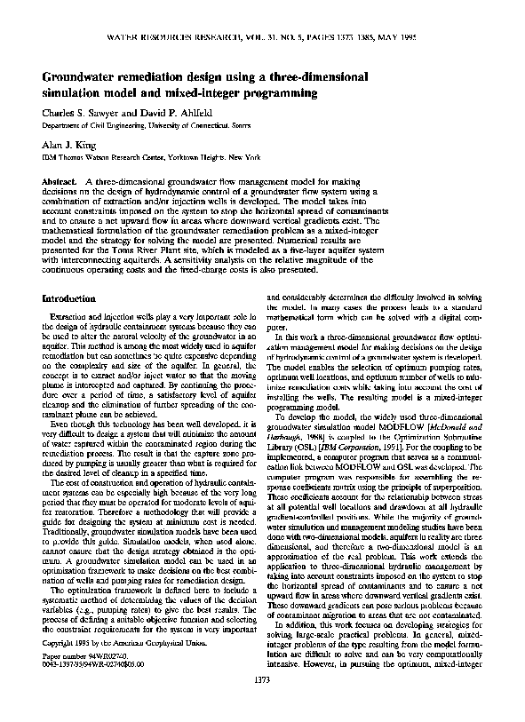 (PDF) Groundwater remediation design using a three-dimensional ...