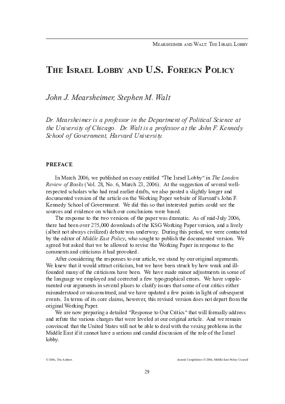 洋書 THE ISRAEL LOBBY AND U.S. FOREIGN POLICY The Israel Lobby and U.S. Foreign Policy: Mearsheimer, John