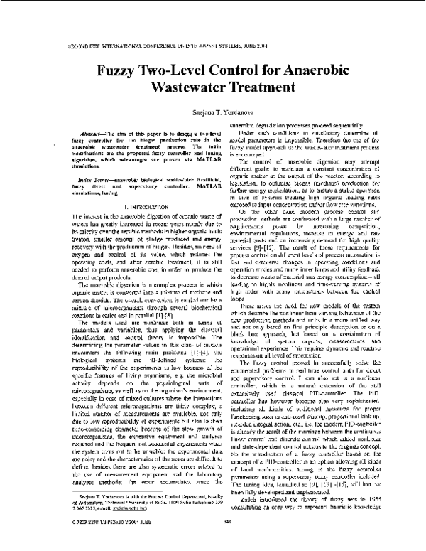 (PDF) Fuzzy Two-Level Control for Anaerobic Wastewater Treatment