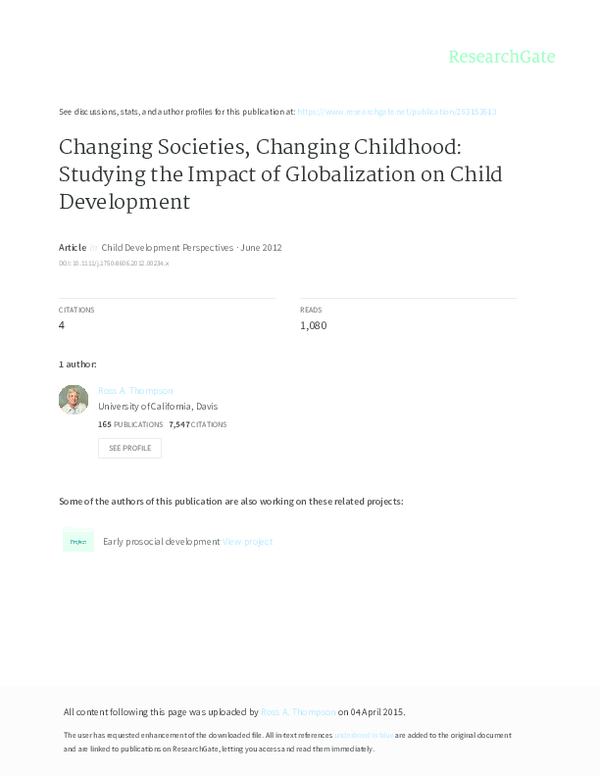 (PDF) Changing Societies, Changing Childhood: Studying the Impact of ...
