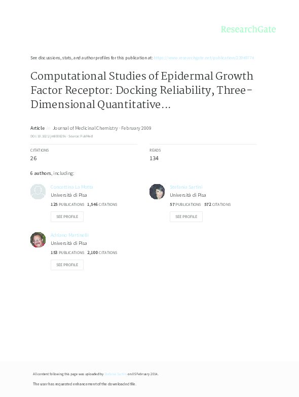 (PDF) Computational Studies of Epidermal Growth Factor Receptor ...
