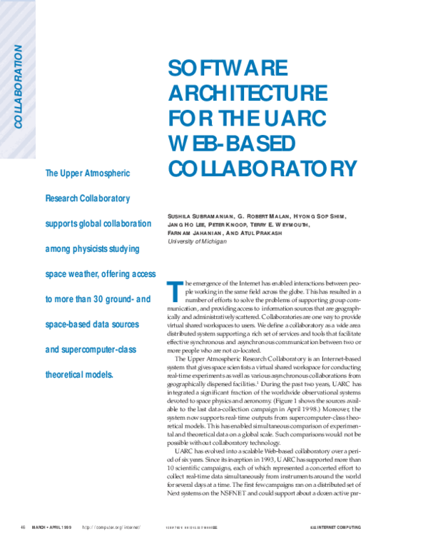 (PDF) Software Architecture for the UARC Web-Based Collaboratory The ...