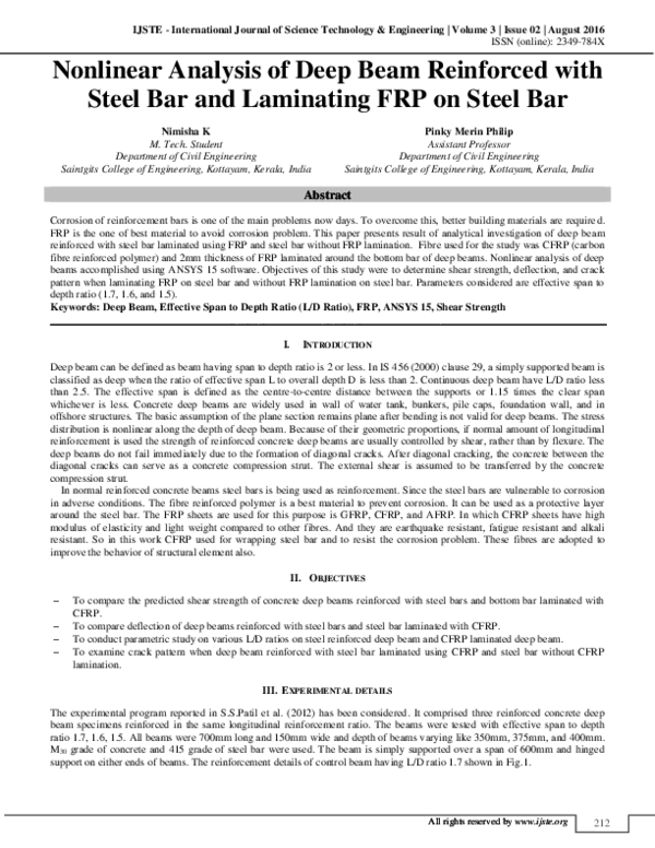 (PDF) Nonlinear Analysis of Deep Beam Reinforced with Steel Bar and ...