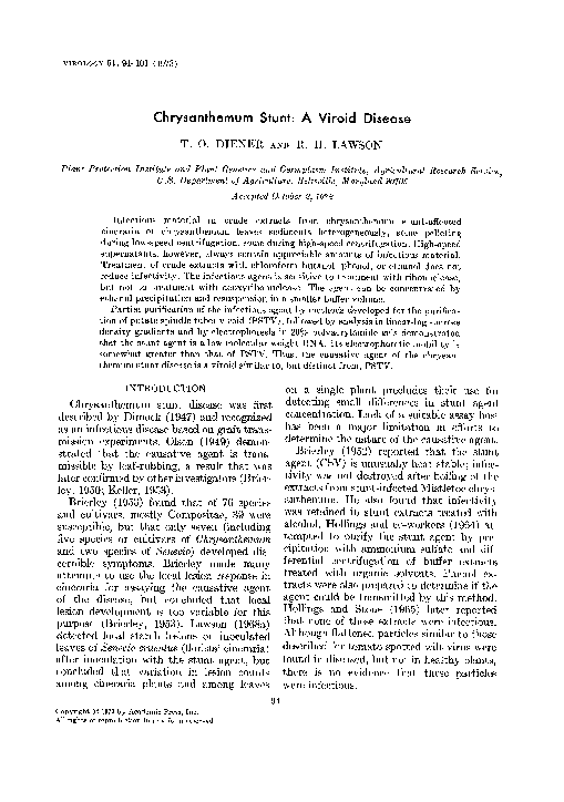 (PDF) Chrysanthemum stunt A viroid disease Theodor Diener Academia.edu