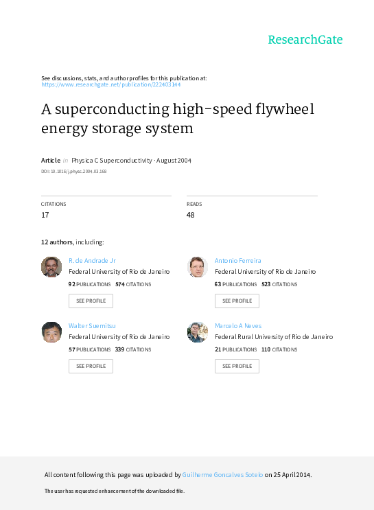 (PDF) A superconducting highspeed flywheel energy storage system