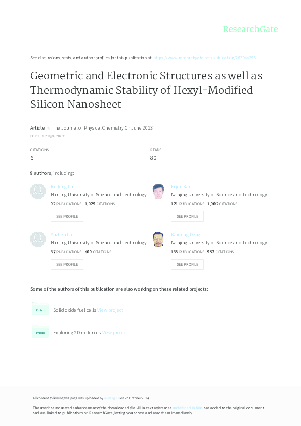 (PDF) Geometric and Electronic Structures as well as Thermodynamic ...
