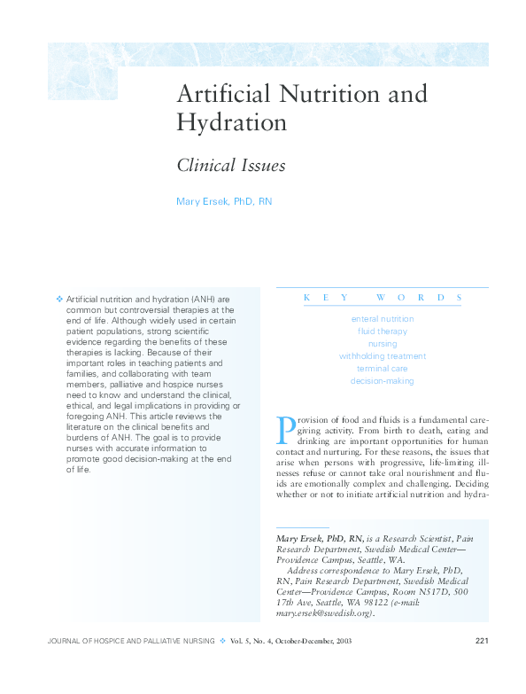 (PDF) Artificial Nutrition and Hydration Christopher Tollefsen Academia.edu