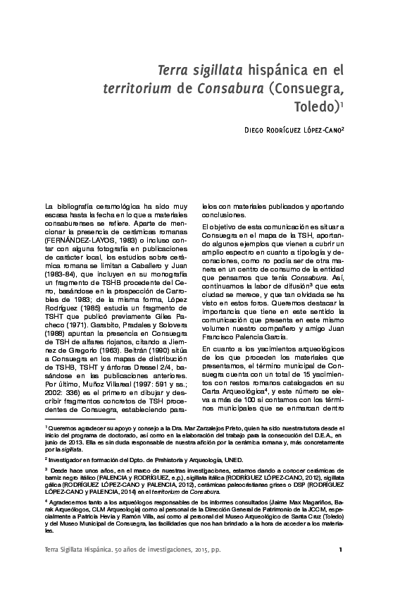 (PDF) Terra sigillata hispánica en el territorium de Consabura ...