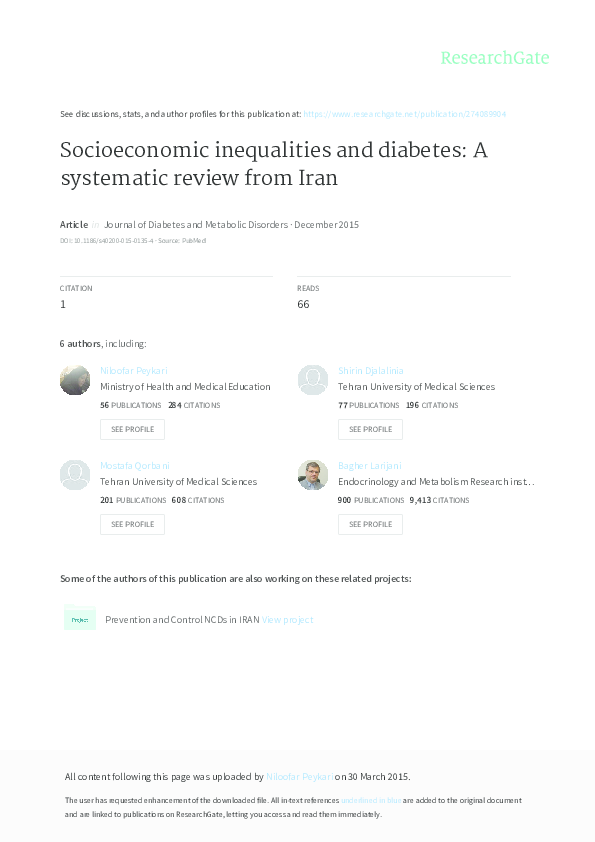 (PDF) Socioeconomic inequalities and diabetes: A systematic review from ...