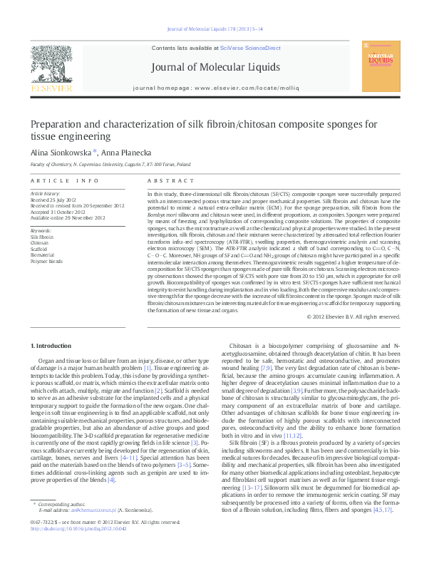 (PDF) Preparation and characterization of silk fibroin/chitosan ...